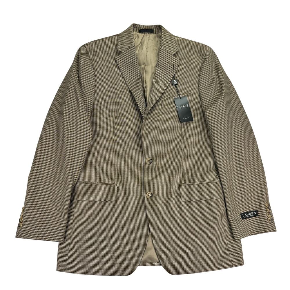 Lauren Ralph Lauren Mens UltraFlex Leland Classic Fit Suit Jacket Brown Blue 40L